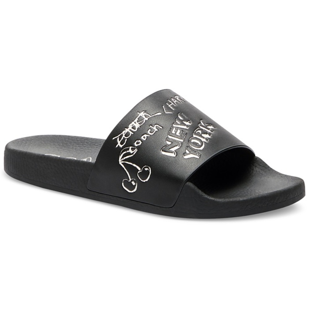 COACH Udele Sketch Print Leather Slide NWT